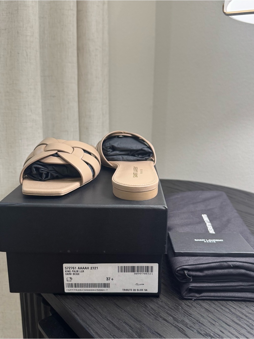 Saint Laurent YSL Tribute Nu Pieds Sandals Leather Nude 37.5 - Picture 9 of 9